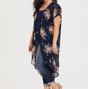 Torrid size 3/4x navy floral duster